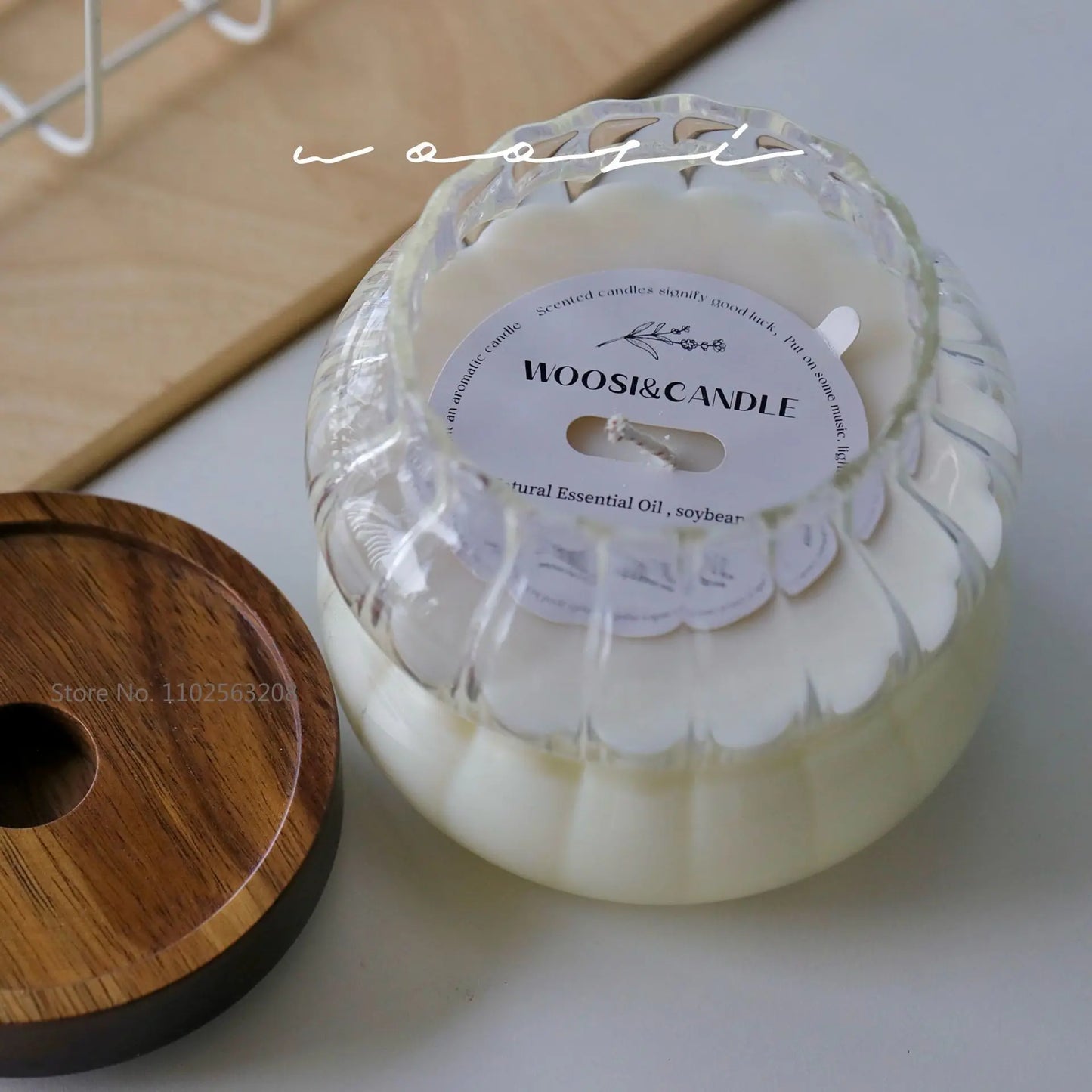 Candle Empty Cup with Lid Chubby Glass Wooden Lid Candle Empty Cup Aroma Candle Gift Box Birthday Girl's Gift DIY Accessories