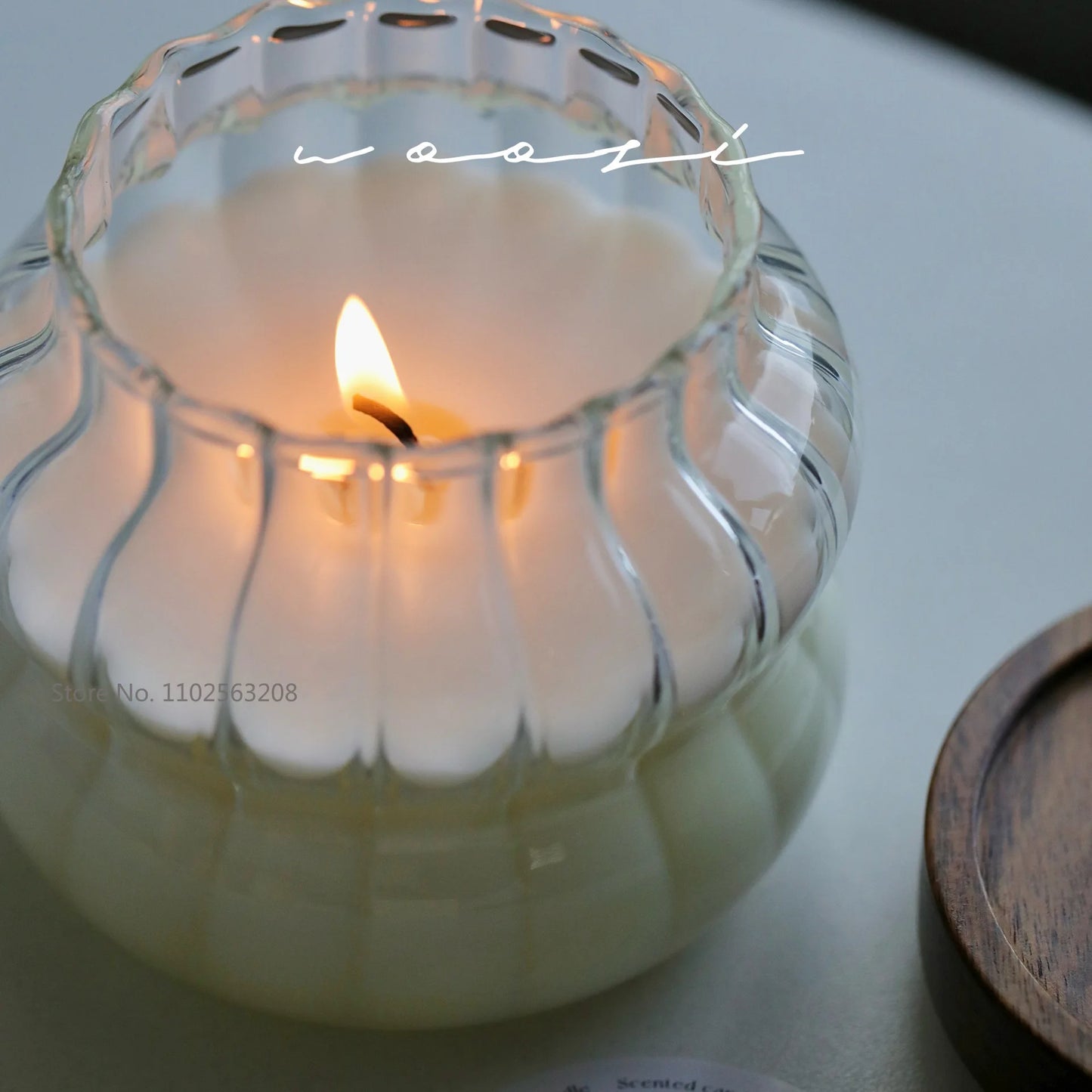 Candle Empty Cup with Lid Chubby Glass Wooden Lid Candle Empty Cup Aroma Candle Gift Box Birthday Girl's Gift DIY Accessories