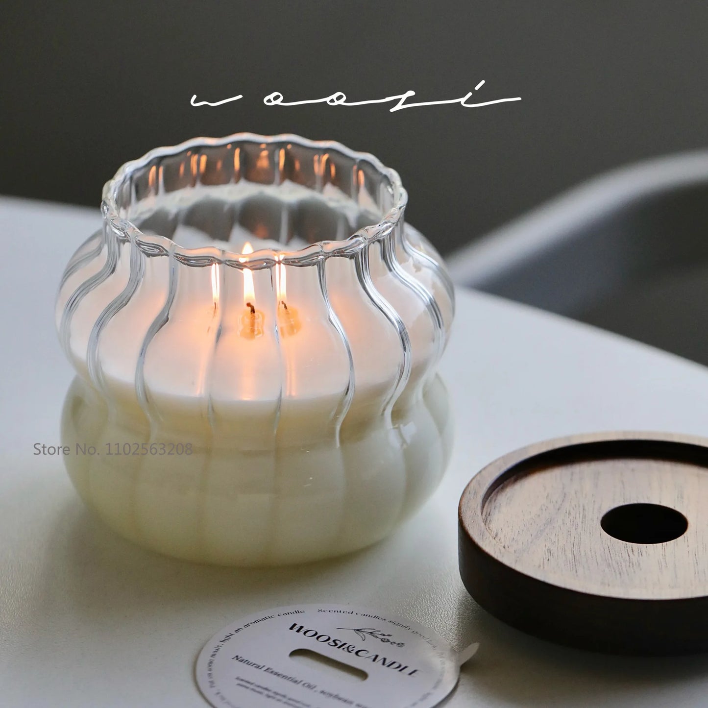 Candle Empty Cup with Lid Chubby Glass Wooden Lid Candle Empty Cup Aroma Candle Gift Box Birthday Girl's Gift DIY Accessories