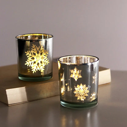 Christmas Series Empty Candle Jars Glass Empty Cup Snowflake Candlestick Christmas Tree Candle Jars